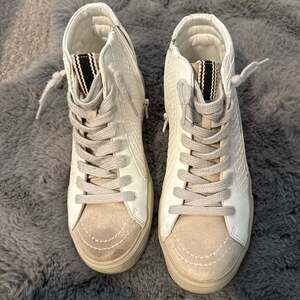 Shu Shop Roxanne White Snake Embossed Star High Top Sneakers